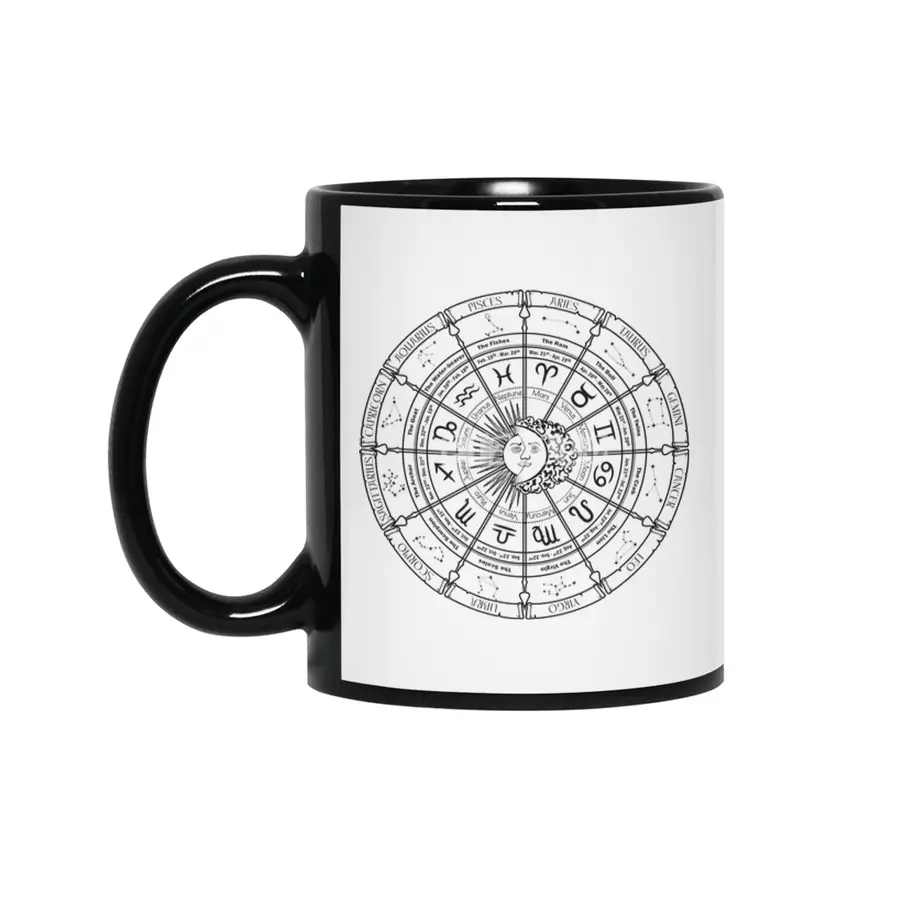 Astrology Wheel - Black Lettering Siyah Kupa