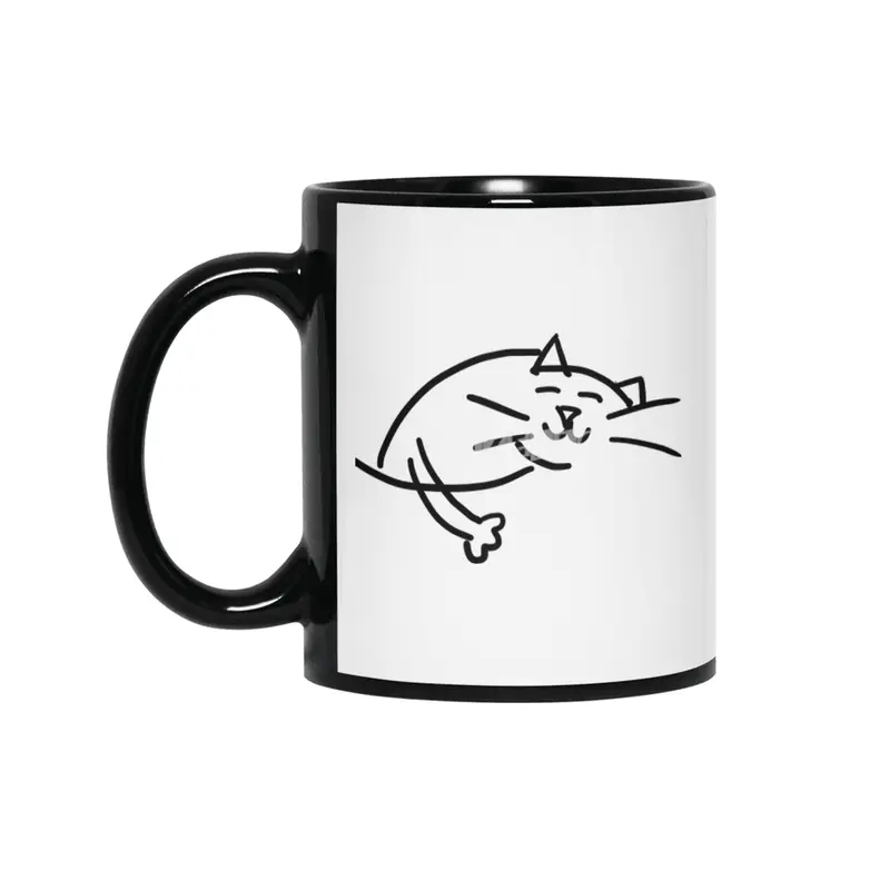 Happiness is a Warm Cat Siyah Kupa