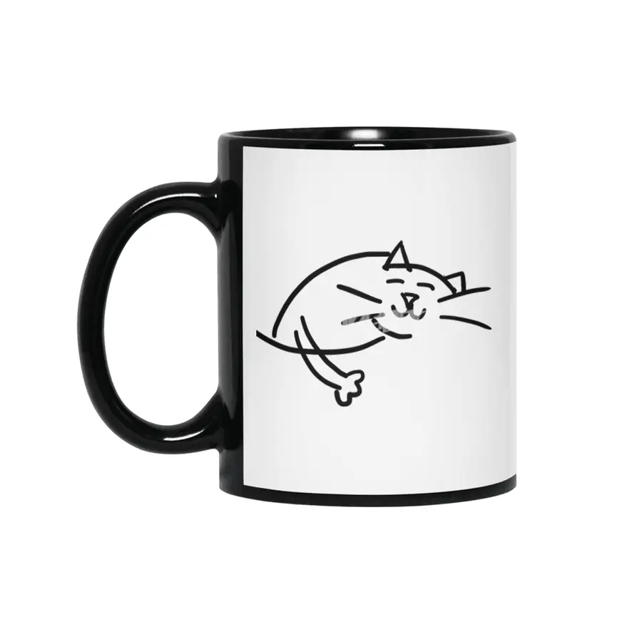 Happiness is a Warm Cat Siyah Kupa