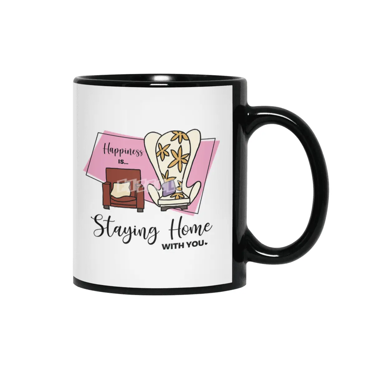 Happiness is Staying Home with you Siyah Kupa