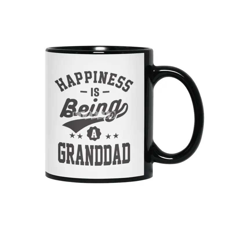 Happiness is Being a Granddad T-shirt Gift Siyah Kupa