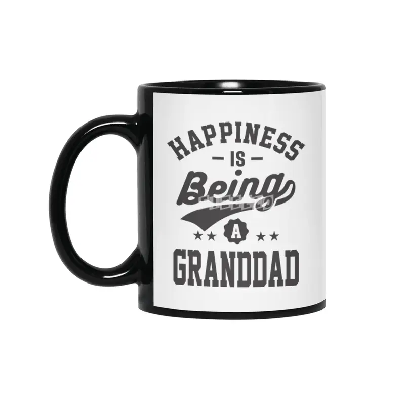 Happiness is Being a Granddad T-shirt Gift Siyah Kupa