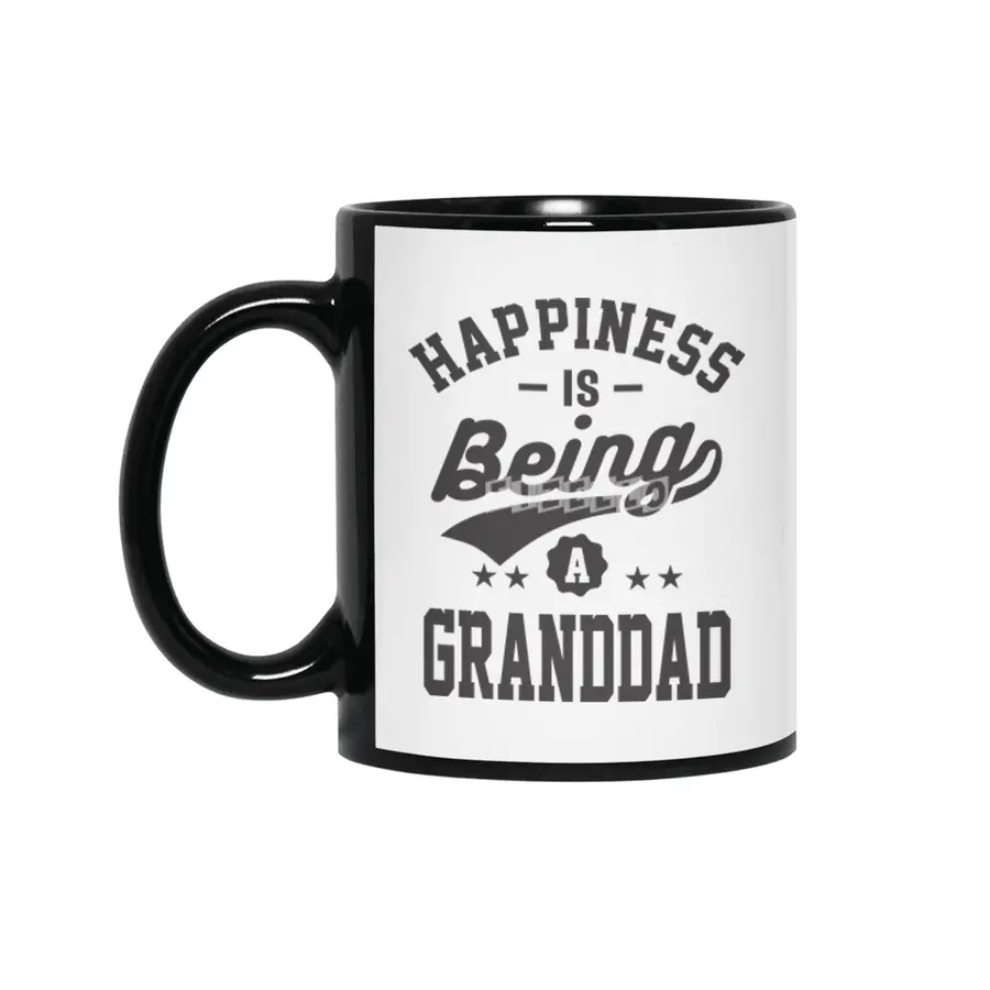Happiness is Being a Granddad T-shirt Gift Siyah Kupa
