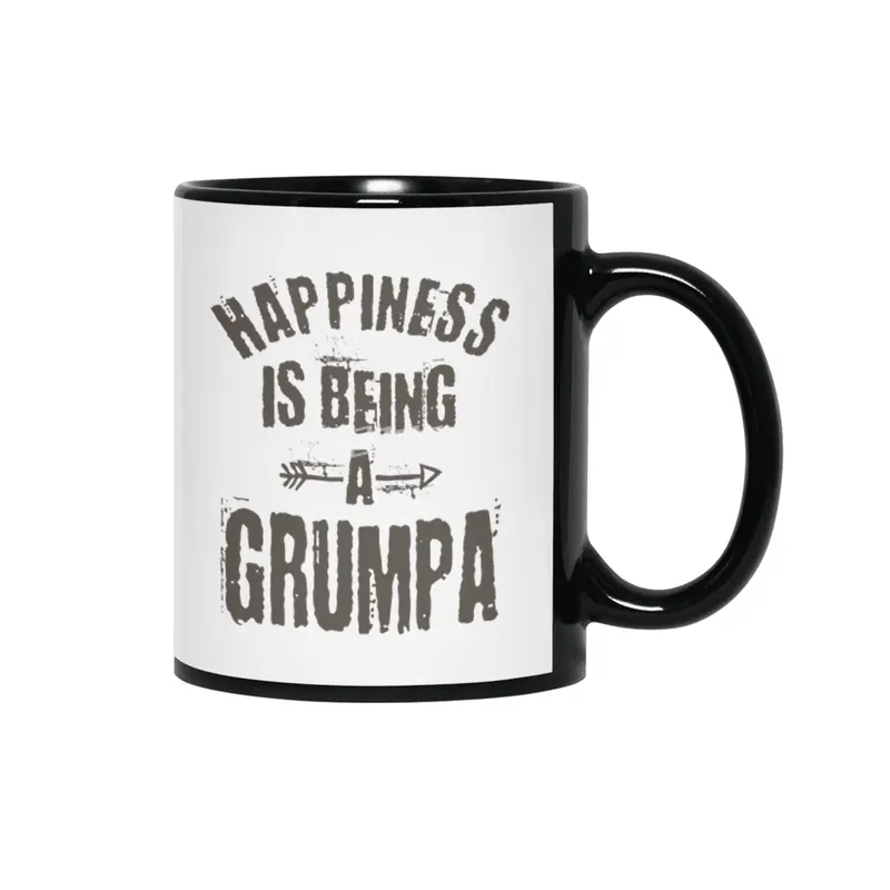 Happiness is Being a Grumpa Gifts Siyah Kupa