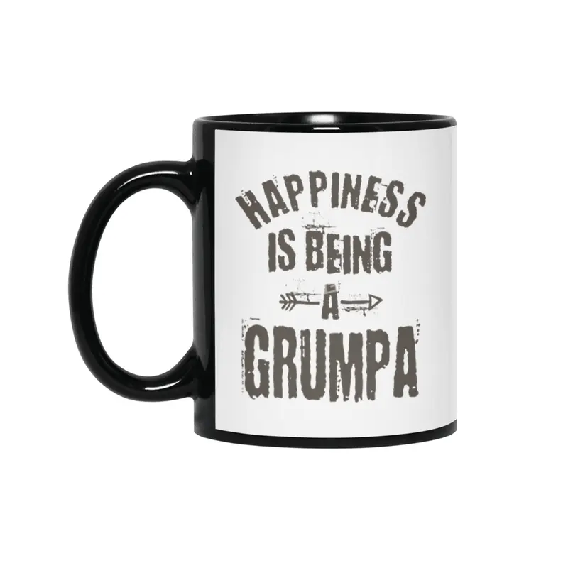 Happiness is Being a Grumpa Gifts Siyah Kupa