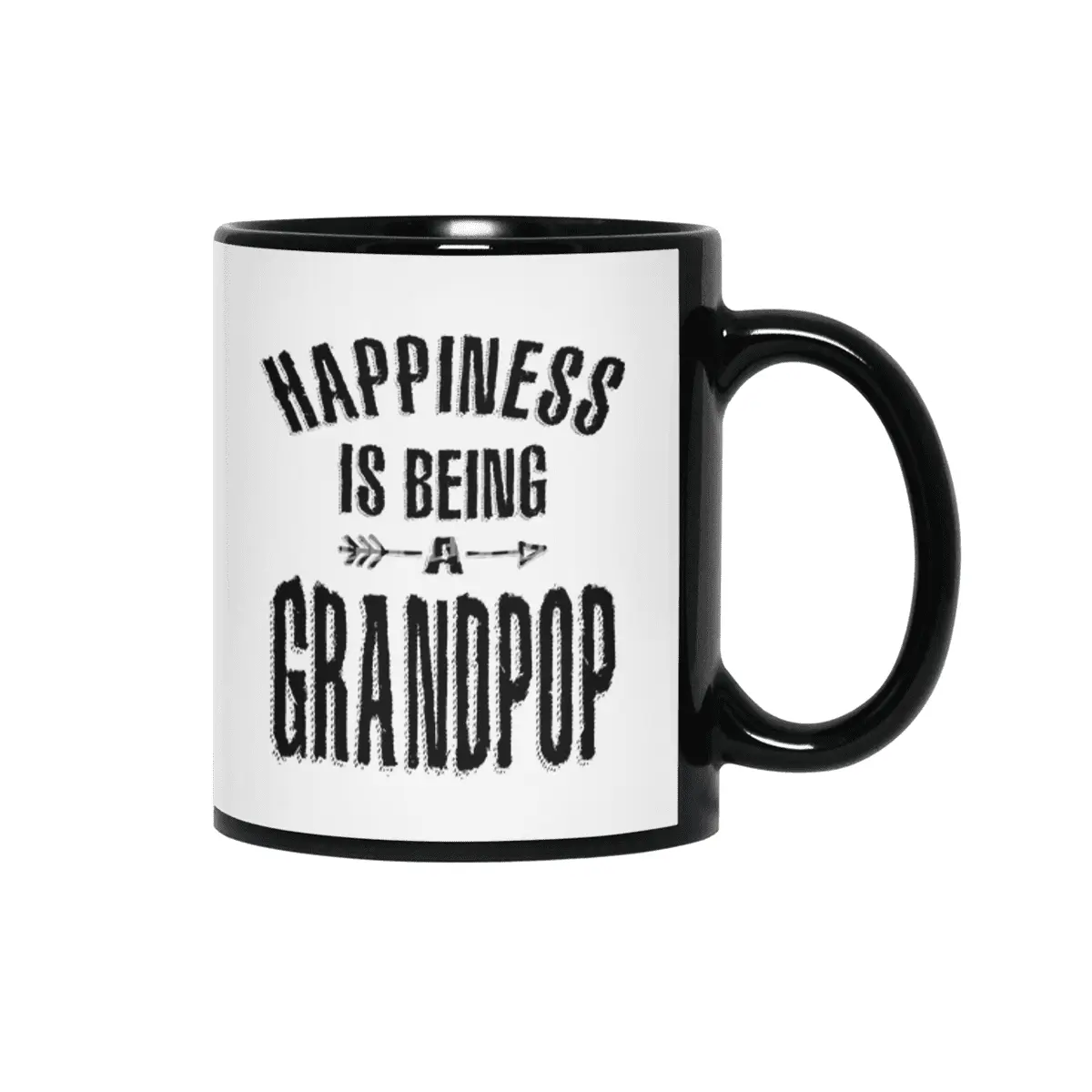 Mens Happiness is Being a Grandpop | Dad and Grandpa Siyah Kupa