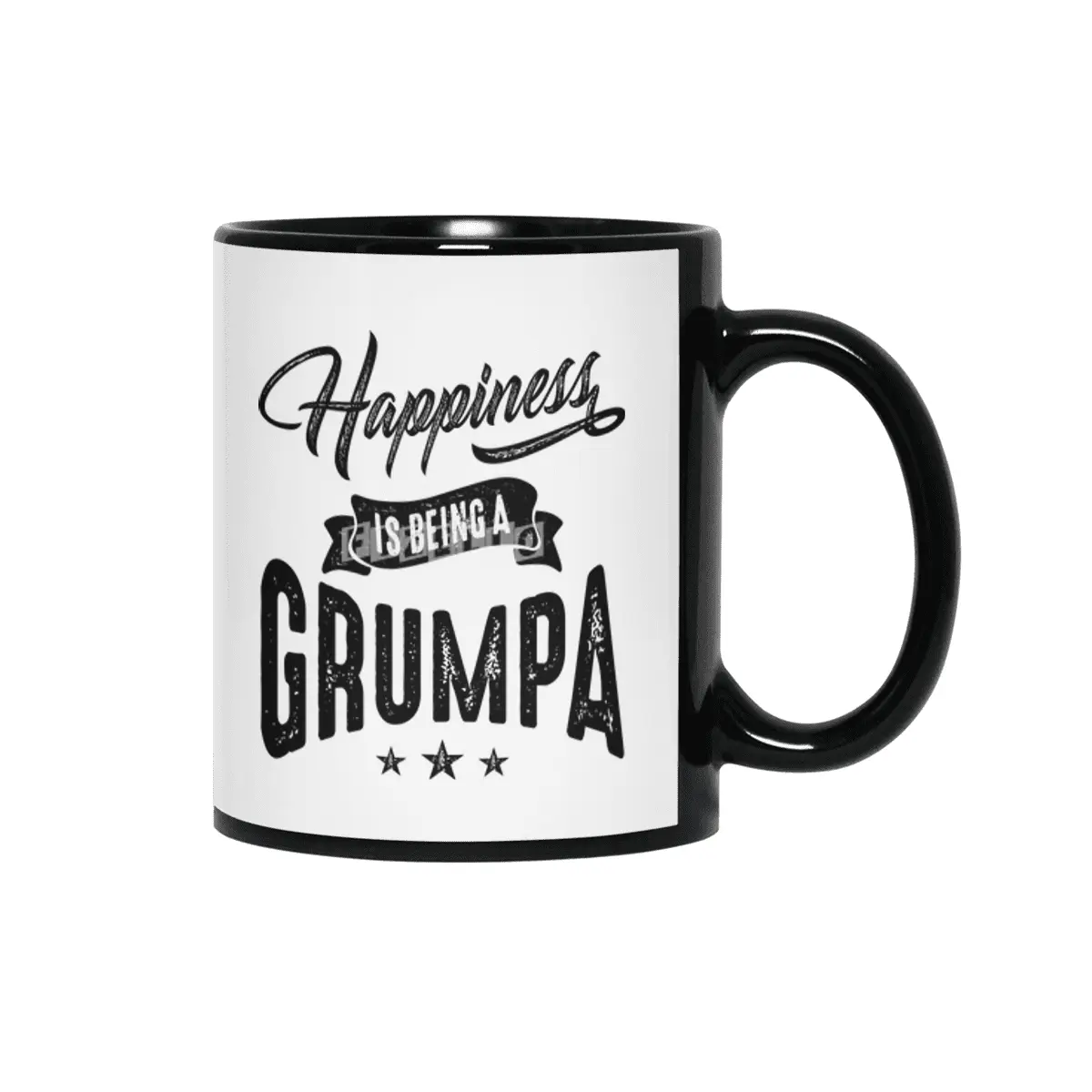 Mens Happiness is Being a Grumpa Grandpa Gift Siyah Kupa