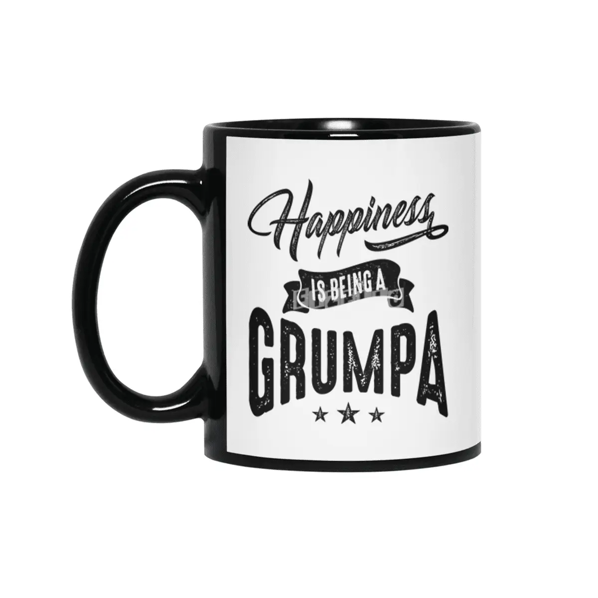 Mens Happiness is Being a Grumpa Grandpa Gift Siyah Kupa