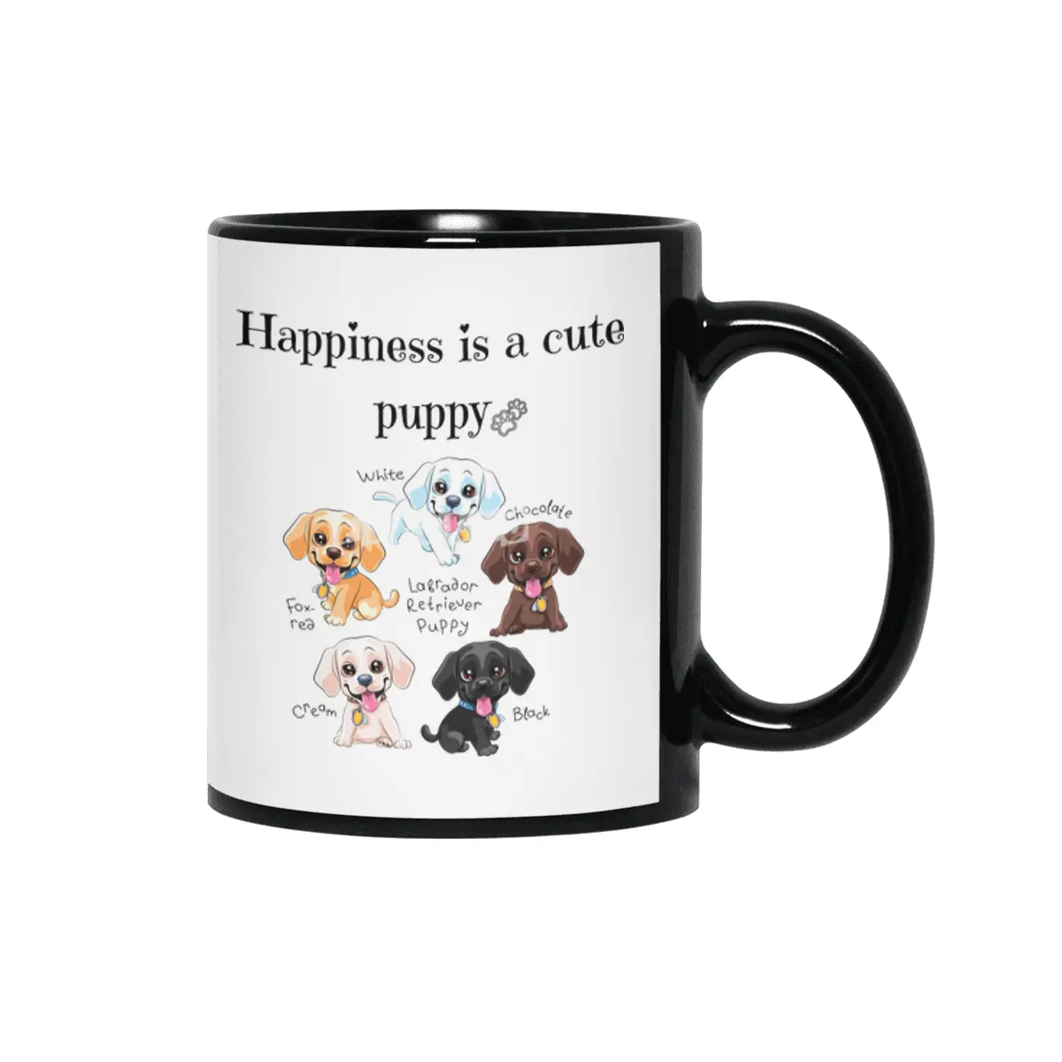 Happiness is a cute puppy Siyah Kupa
