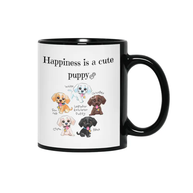 Happiness is a cute puppy Siyah Kupa