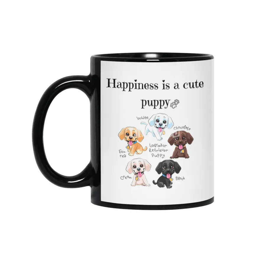 Happiness is a cute puppy Siyah Kupa