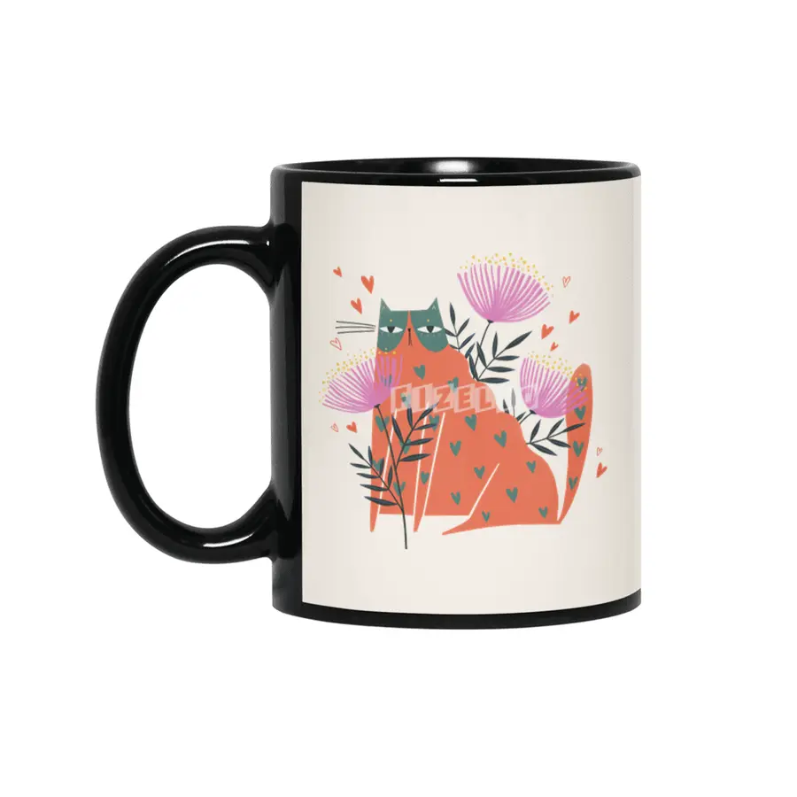 Lovely orange cat Siyah Kupa