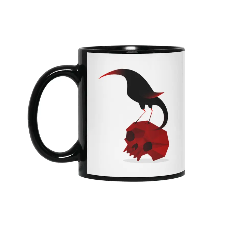 Raven and Skull Siyah Kupa