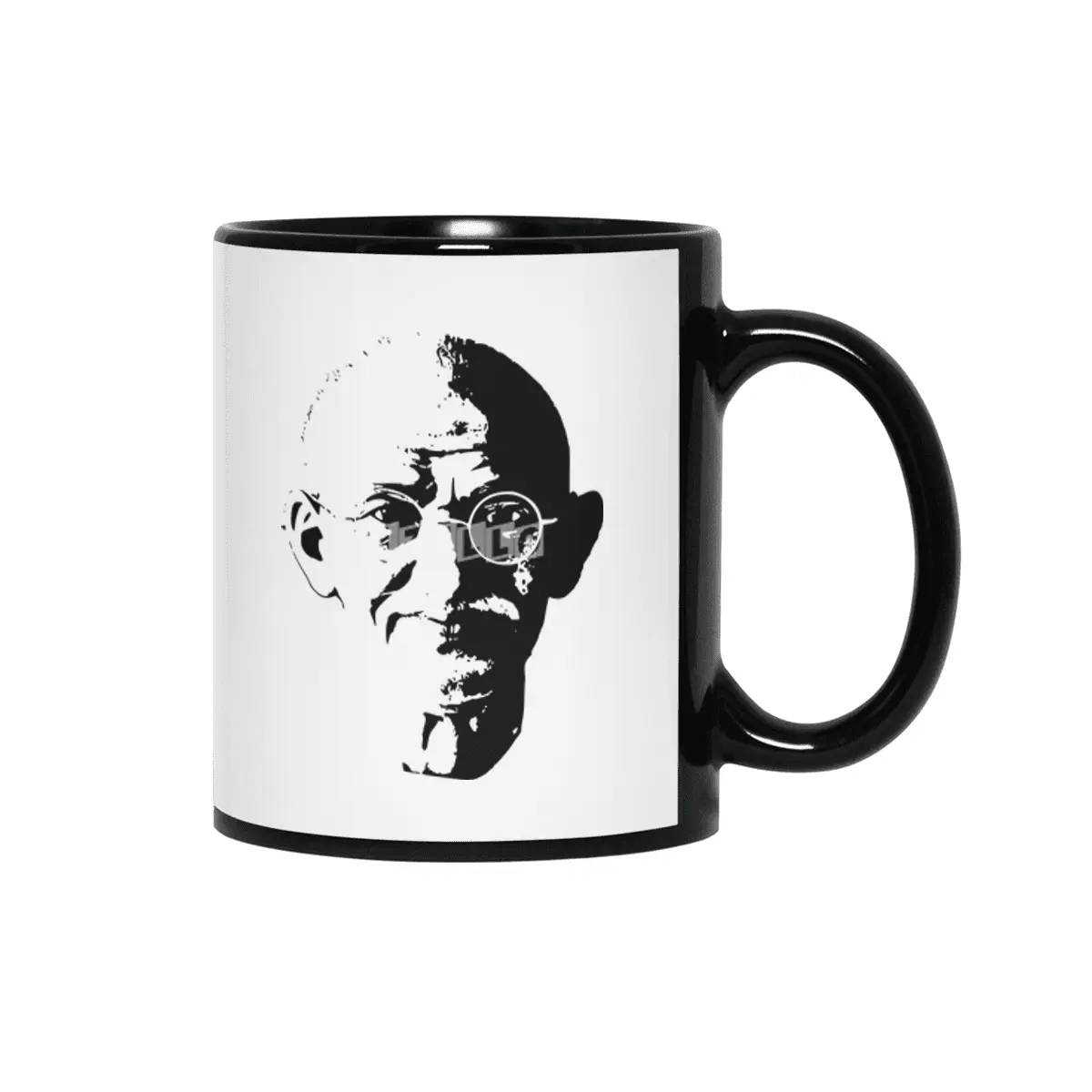 Mahatma Gandhi Minimalistic Pop Art Siyah Kupa