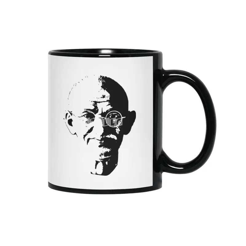 Mahatma Gandhi Minimalistic Pop Art Siyah Kupa