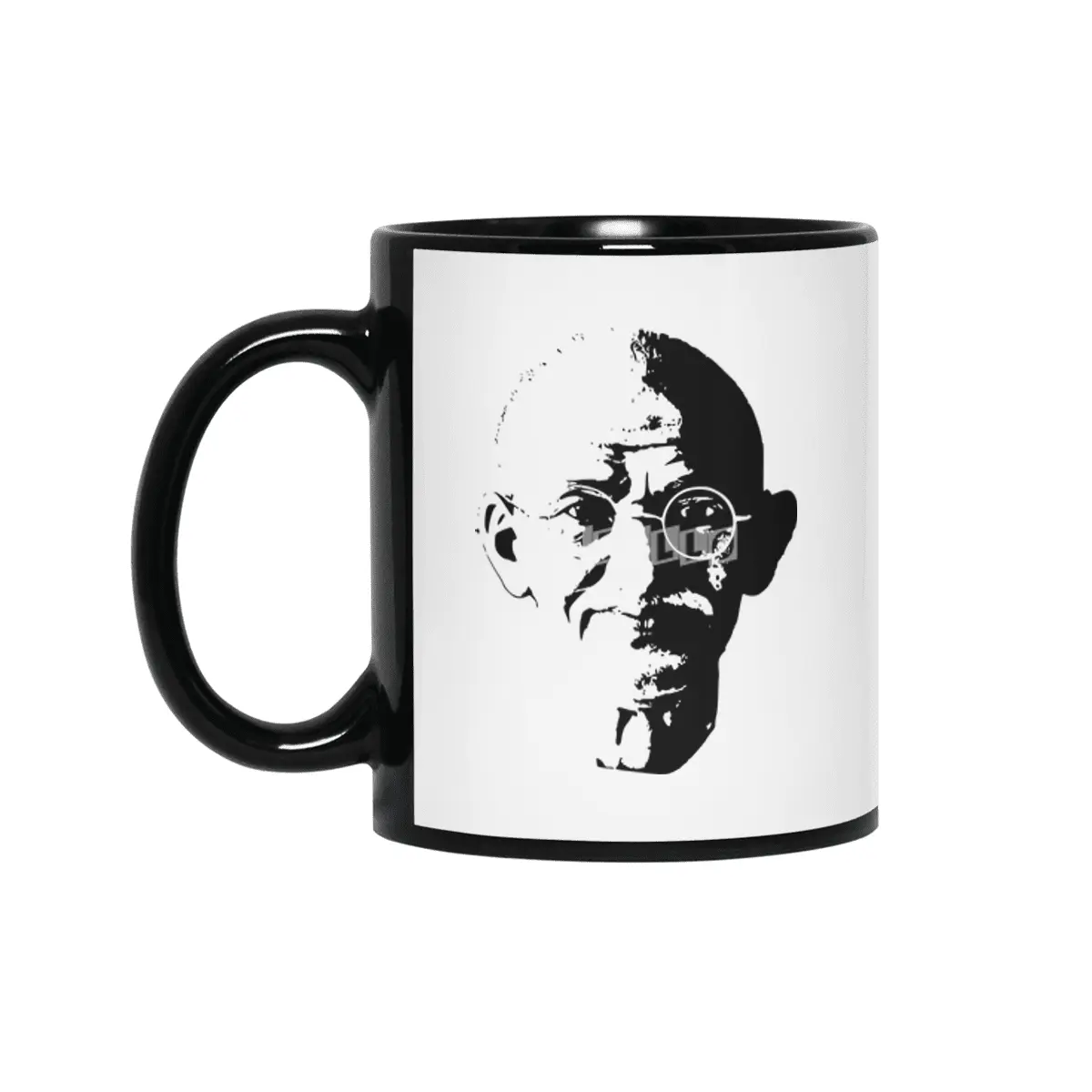 Mahatma Gandhi Minimalistic Pop Art Siyah Kupa