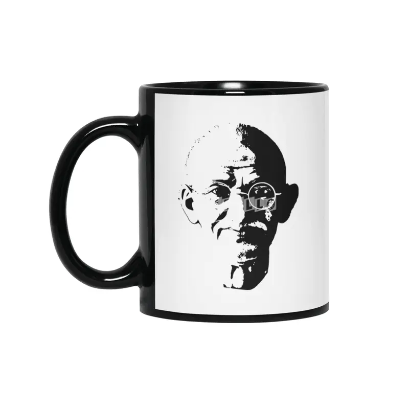 Mahatma Gandhi Minimalistic Pop Art Siyah Kupa