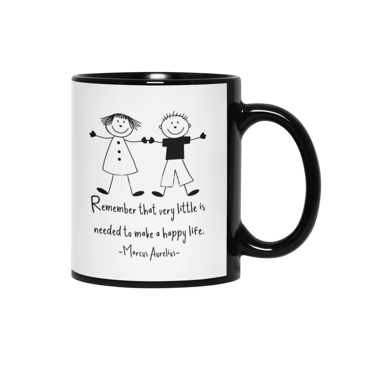 Happy Life Marcus Aurelius Stoic Quote Carpe Diem Siyah Kupa