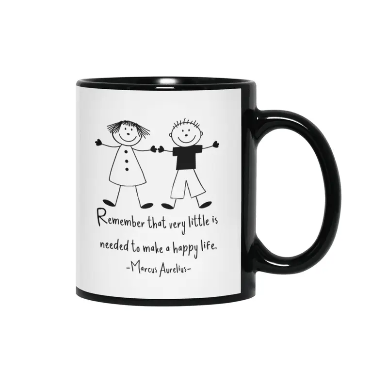 Happy Life Marcus Aurelius Stoic Quote Carpe Diem Siyah Kupa