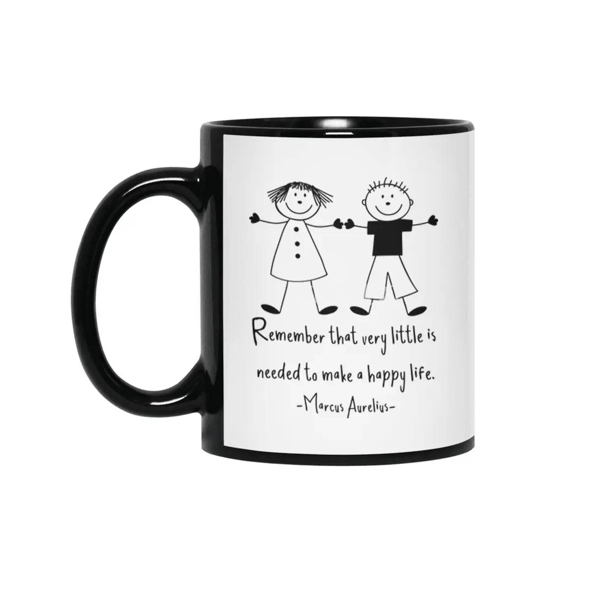 Happy Life Marcus Aurelius Stoic Quote Carpe Diem Siyah Kupa