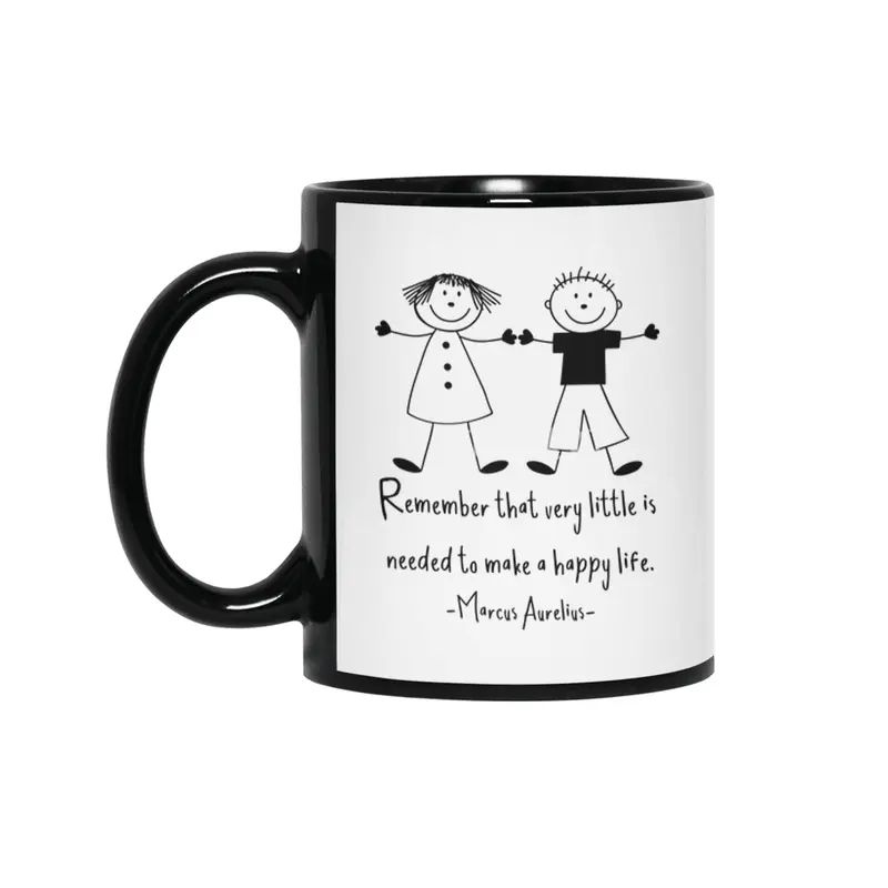 Happy Life Marcus Aurelius Stoic Quote Carpe Diem Siyah Kupa