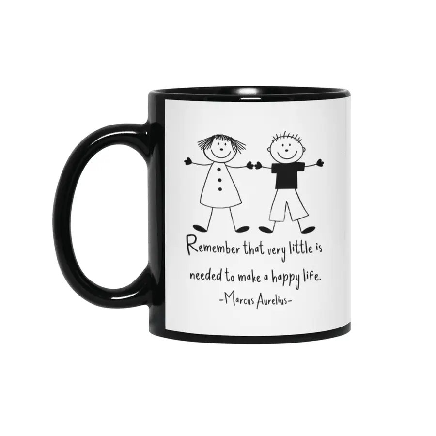 Happy Life Marcus Aurelius Stoic Quote Carpe Diem Siyah Kupa