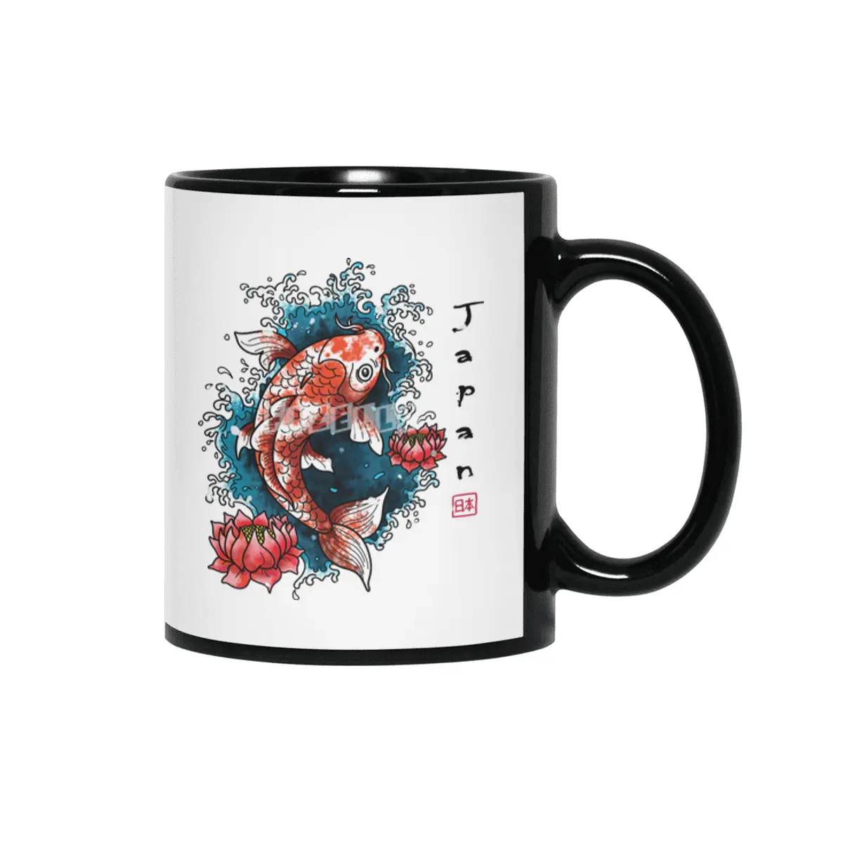 Koi Fish- Japanese Art Siyah Kupa