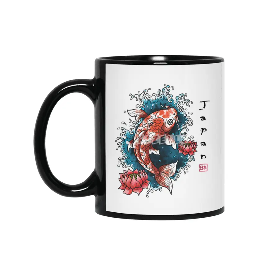 Koi Fish- Japanese Art Siyah Kupa