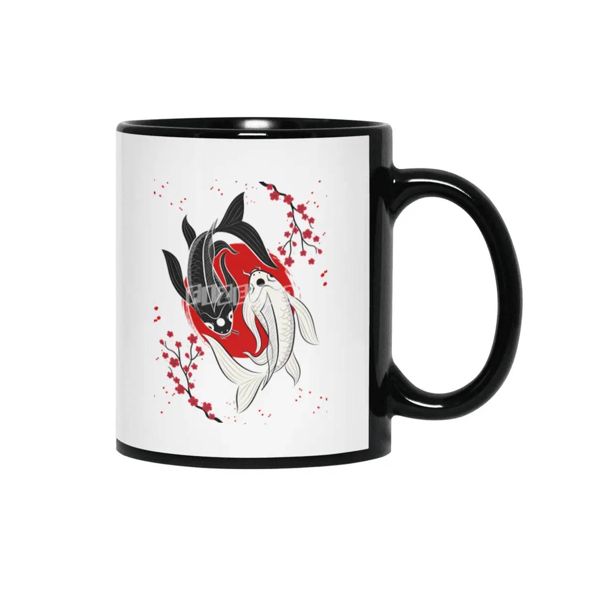 Koi Fish Yin Yang Siyah Kupa