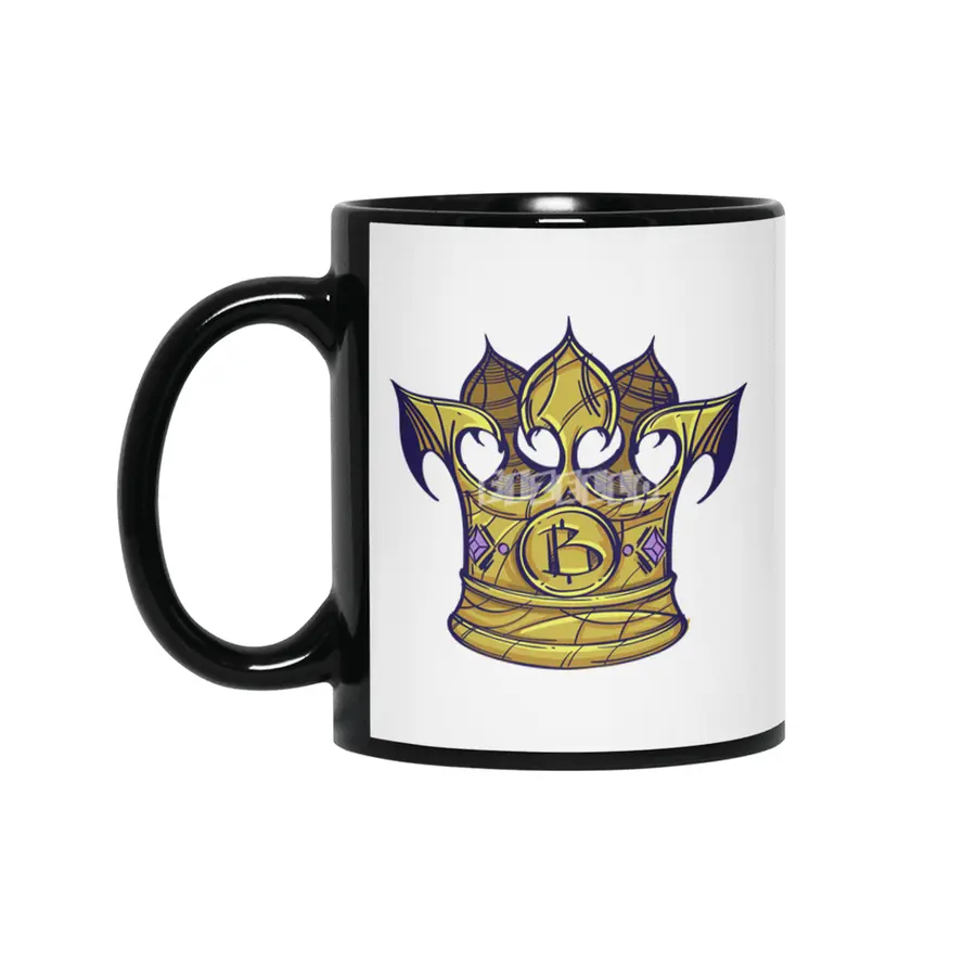 Bitcoin Crown Illustration Siyah Kupa