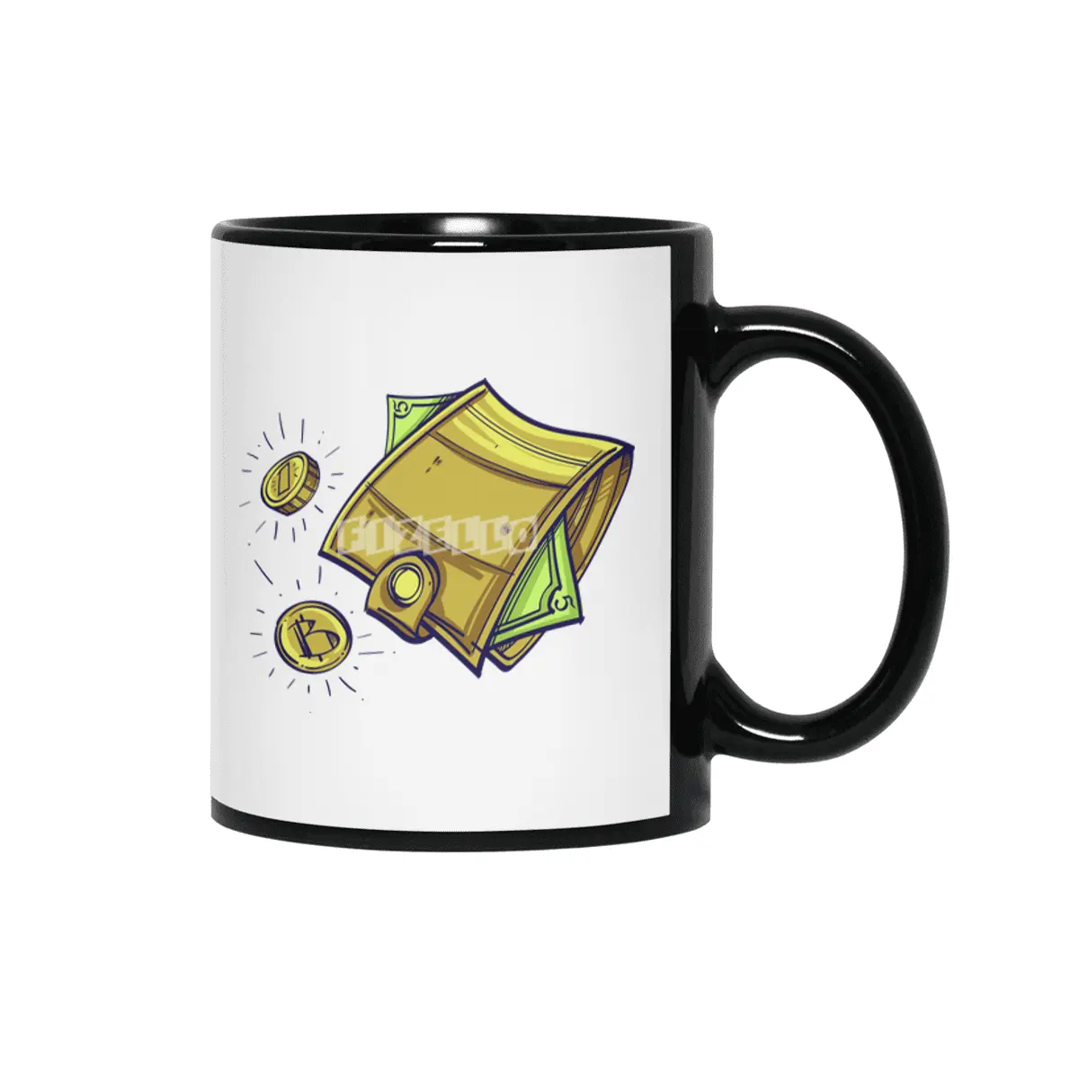 Bitcoin Wallet Color Illustration Siyah Kupa