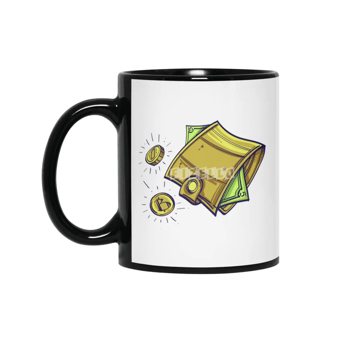 Bitcoin Wallet Color Illustration Siyah Kupa