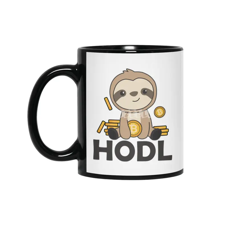 Bitcoin Faultier Coins Hold Digital Currency Siyah Kupa