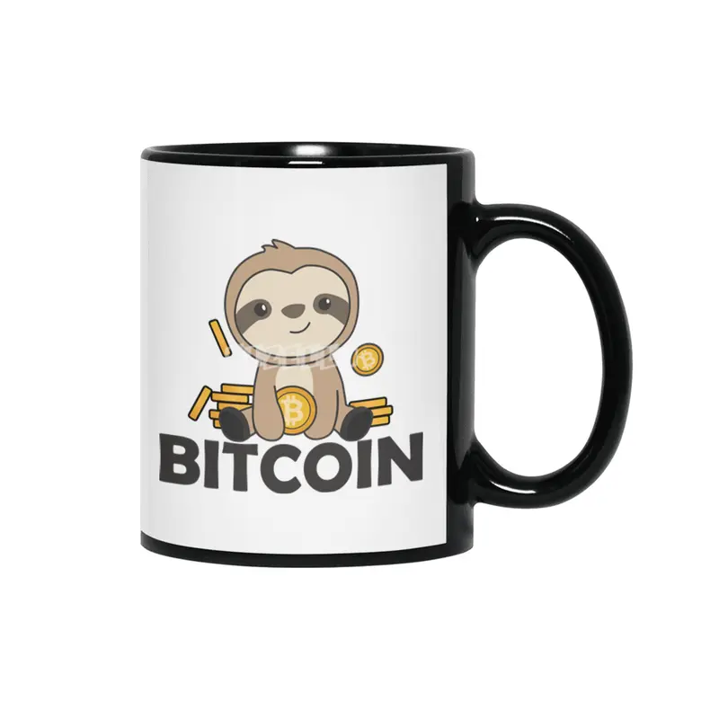 Bitcoin Faultier Coins Hold Digital Currency Siyah Kupa