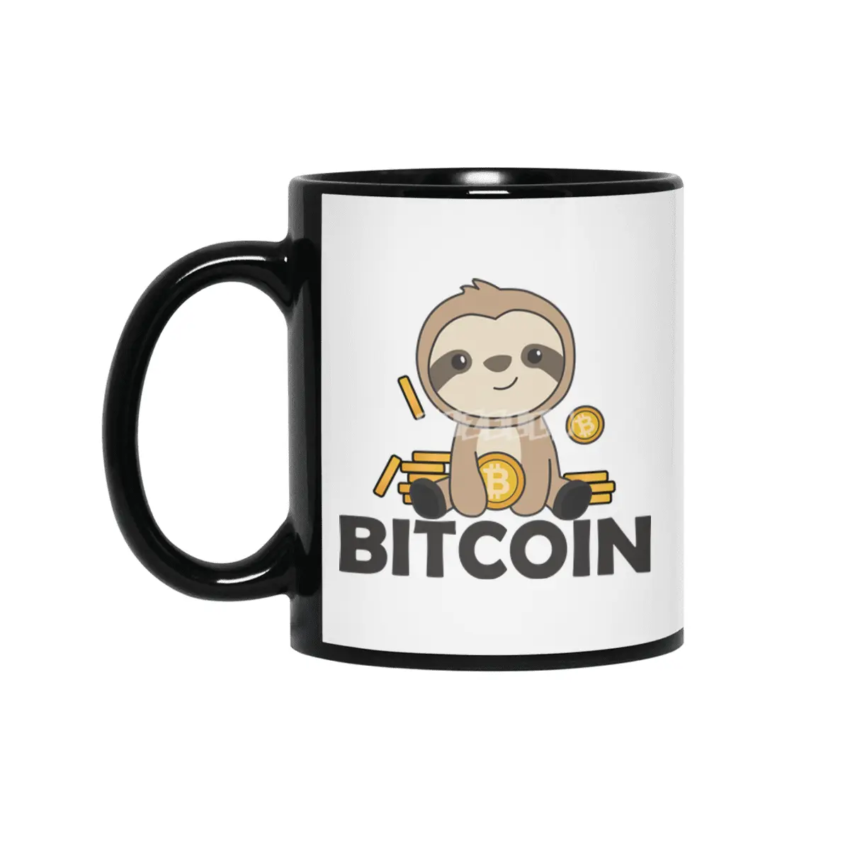 Bitcoin Faultier Coins Hold Digital Currency Siyah Kupa