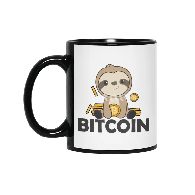 Bitcoin Faultier Coins Hold Digital Currency Siyah Kupa