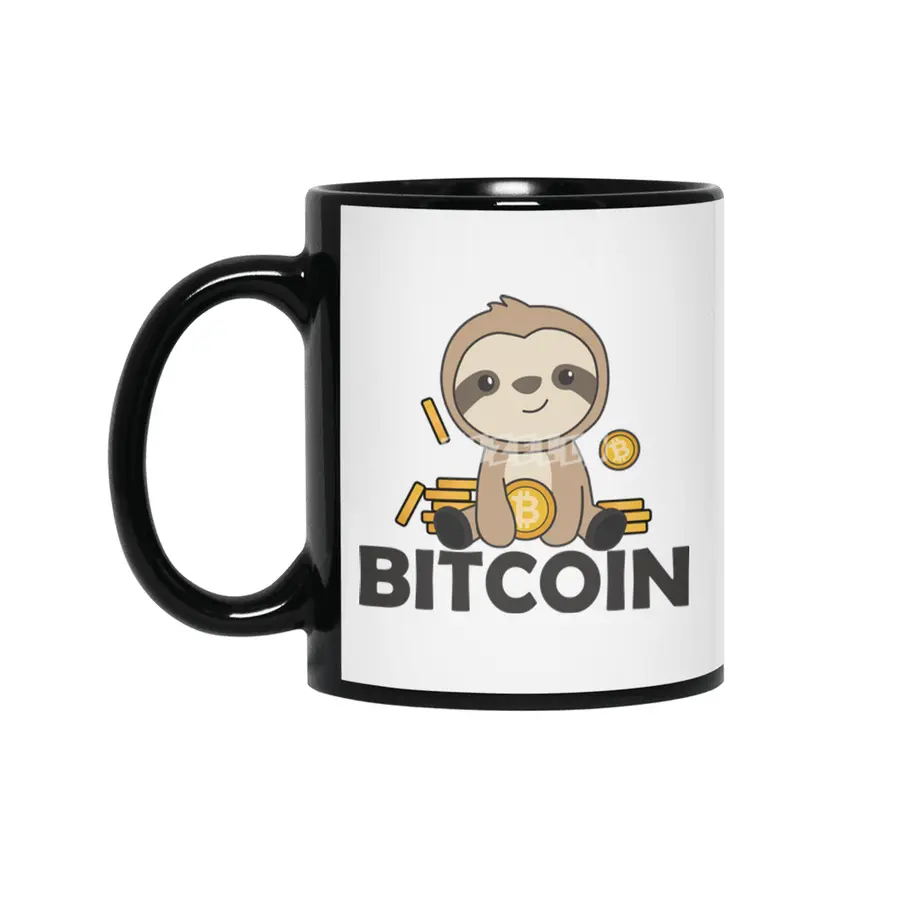 Bitcoin Faultier Coins Hold Digital Currency Siyah Kupa