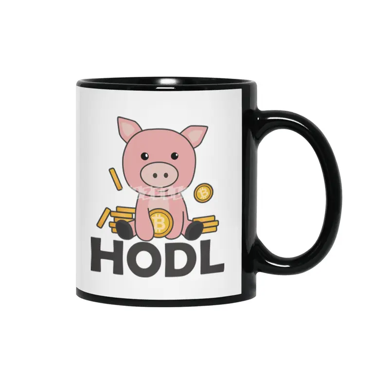 Bitcoin Piggy Bank Hodl Coins Hold Digital Siyah Kupa