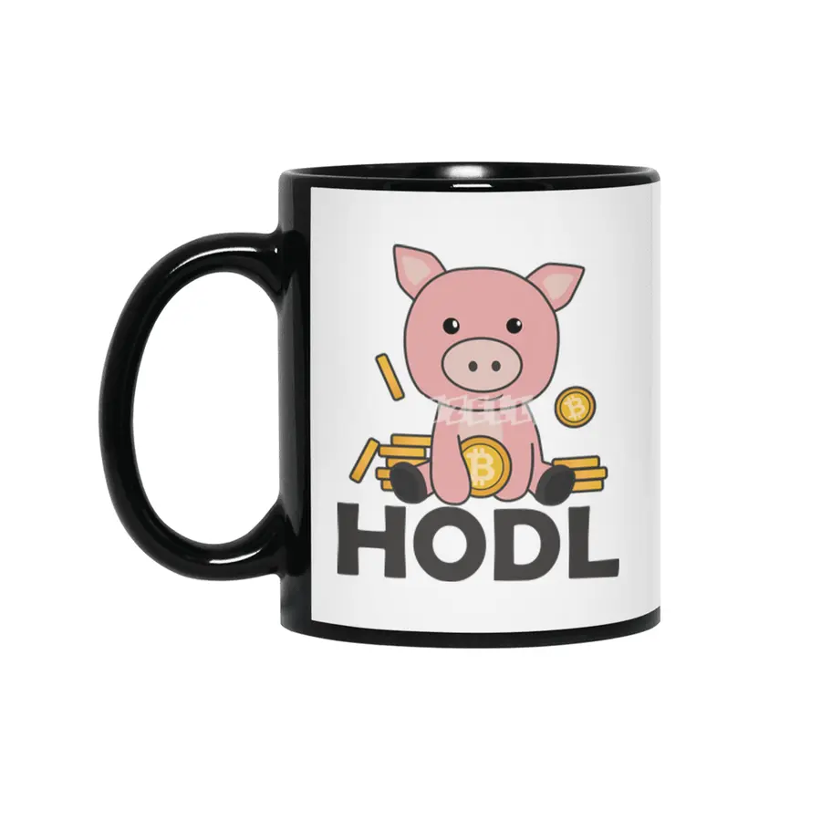 Bitcoin Piggy Bank Hodl Coins Hold Digital Siyah Kupa