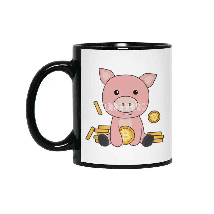 Bitcoin Piggy Bank Hodl Coins Hold Digital Siyah Kupa