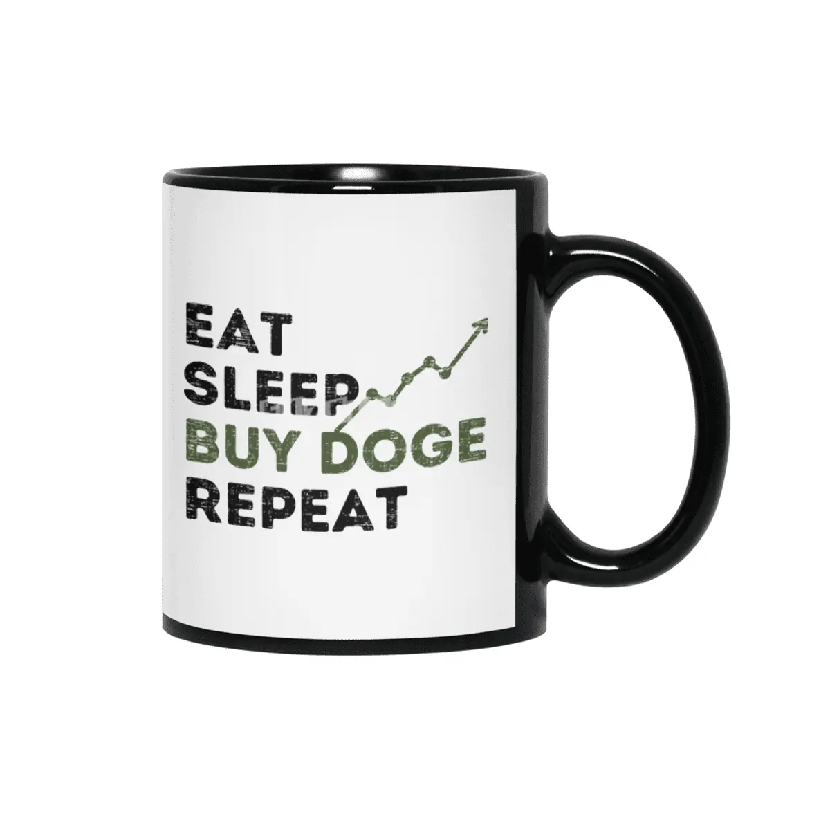 Eat Sleep Buy Doge Repeat,Funny Doge Coin Quotes Siyah Kupa
