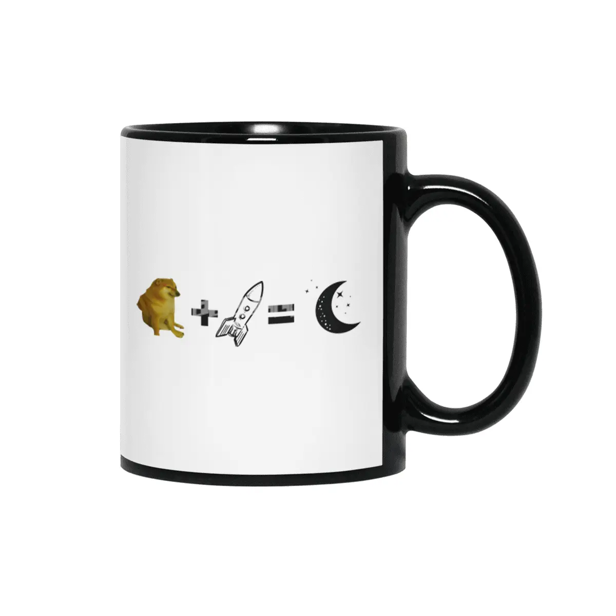 Funny Doge coin Meme Comic Siyah Kupa