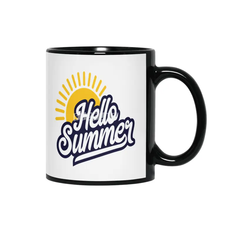 Hello Summer Typographic Line Siyah Kupa