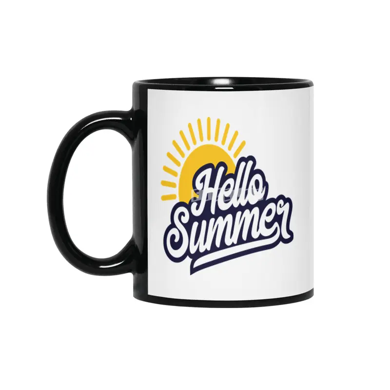 Hello Summer Typographic Line Siyah Kupa