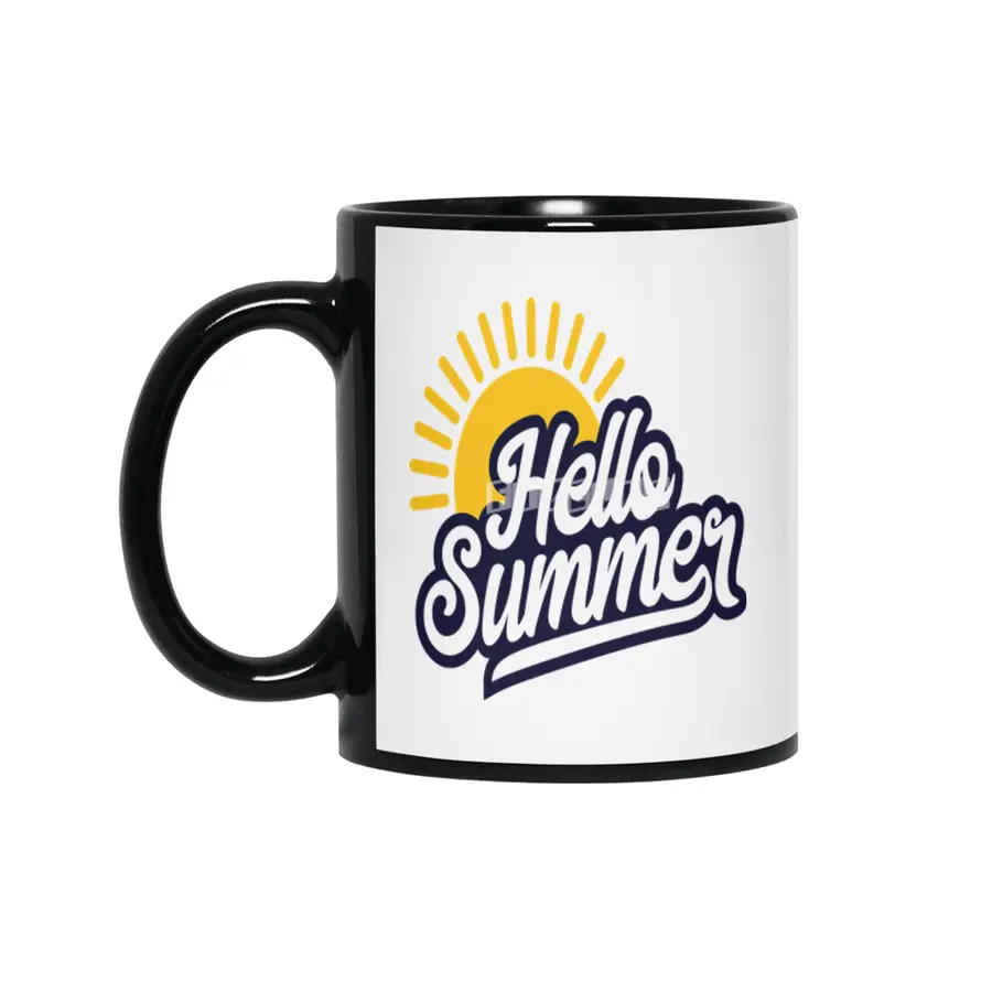 Hello Summer Typographic Line Siyah Kupa