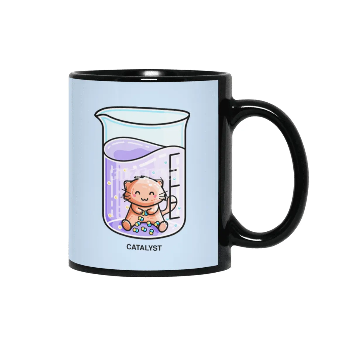 Catalyst Cute Chemistry Cat Pun Siyah Kupa