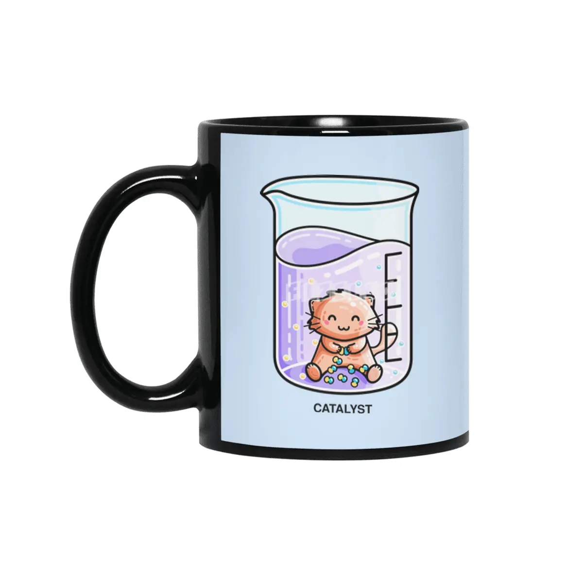 Catalyst Cute Chemistry Cat Pun Siyah Kupa
