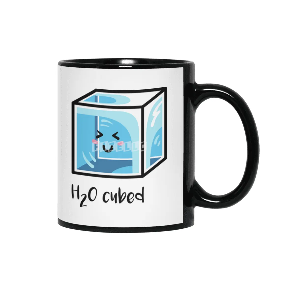 H2O Cubed Ice Block Chemistry Science Joke Siyah Kupa