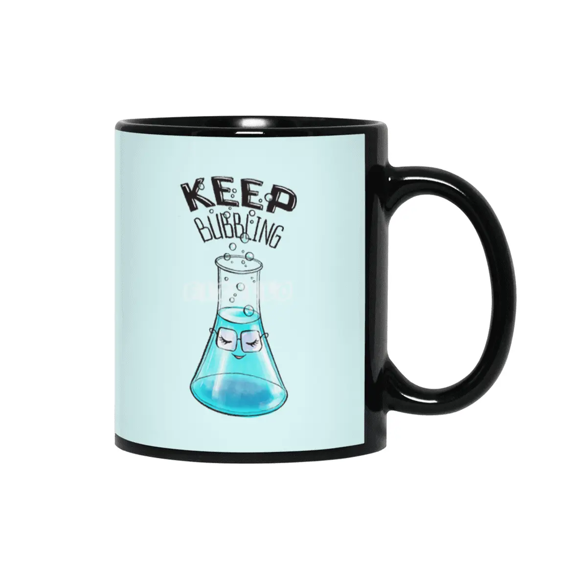 Cute Flask Character Nerdy Chemistry Lab Art Siyah Kupa