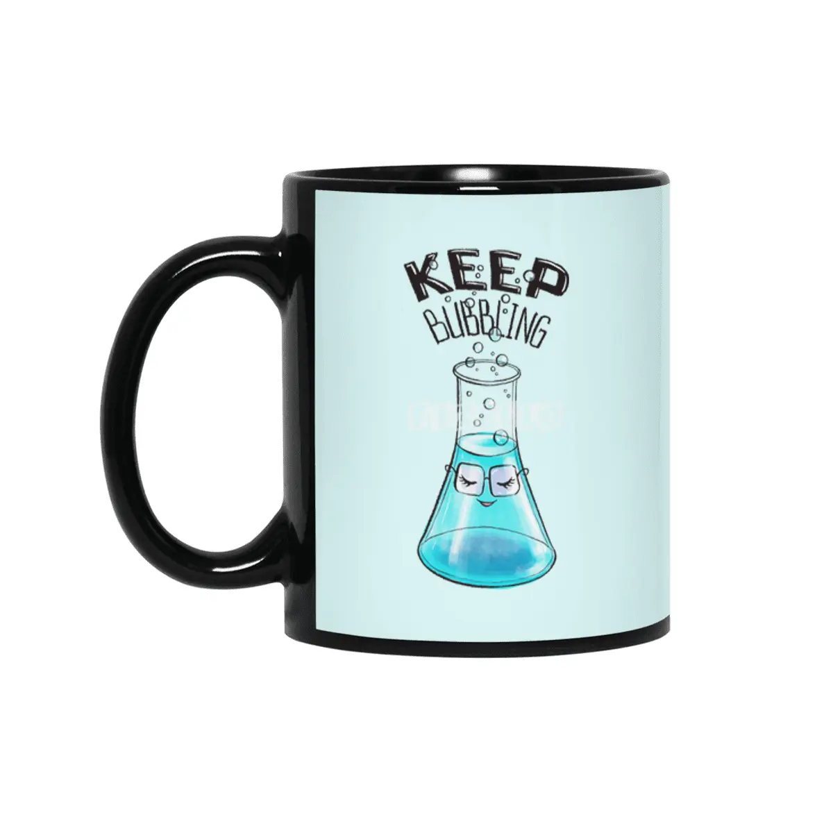 Cute Flask Character Nerdy Chemistry Lab Art Siyah Kupa